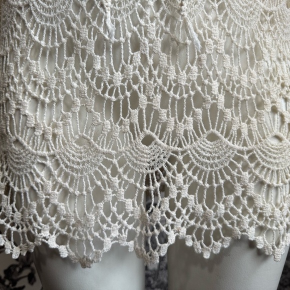 Fashion Nova Ivory Cotton Crochet Lace Top Swim Coverup Women’s Small Medium - Picture 4 of 13